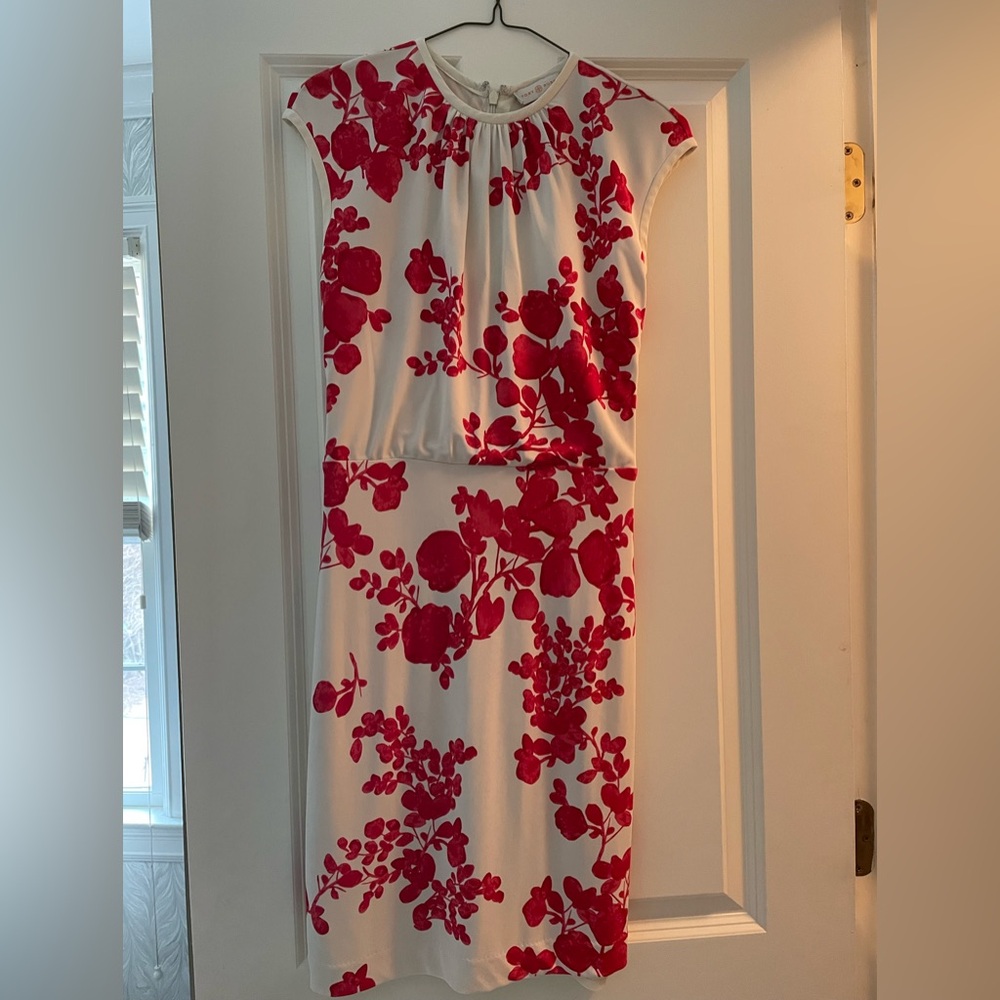 Tory Burch Red Floral and Cream Dress